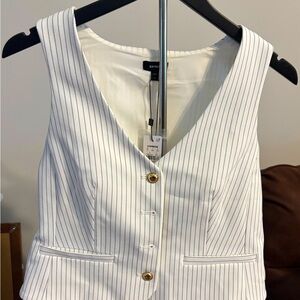 Express White Pinstripe Vest